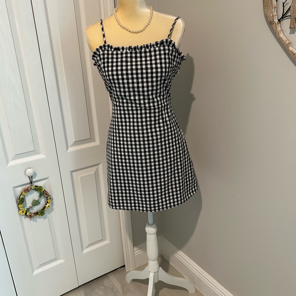 Cotton Candy Black and White Checkered Mini Dress